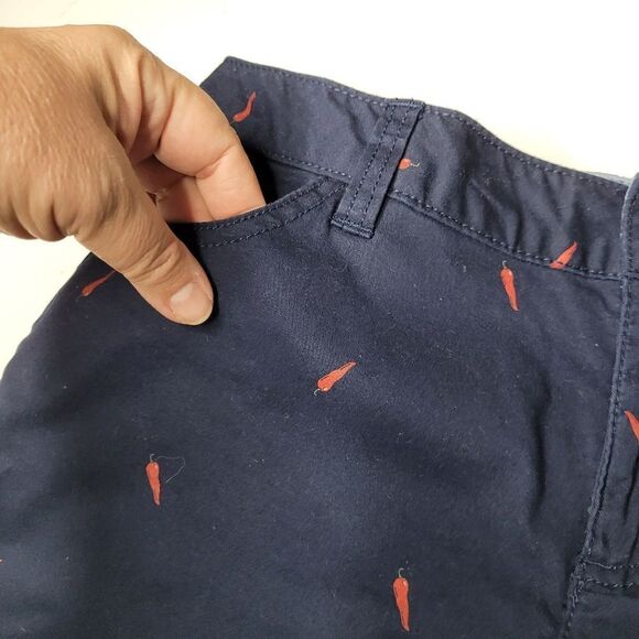 6 BASS CHILI PEPPERS TABASCO WOMEN'S red hot navy blue Mexico SHORTS MEDIUM - Picture 4 of 8